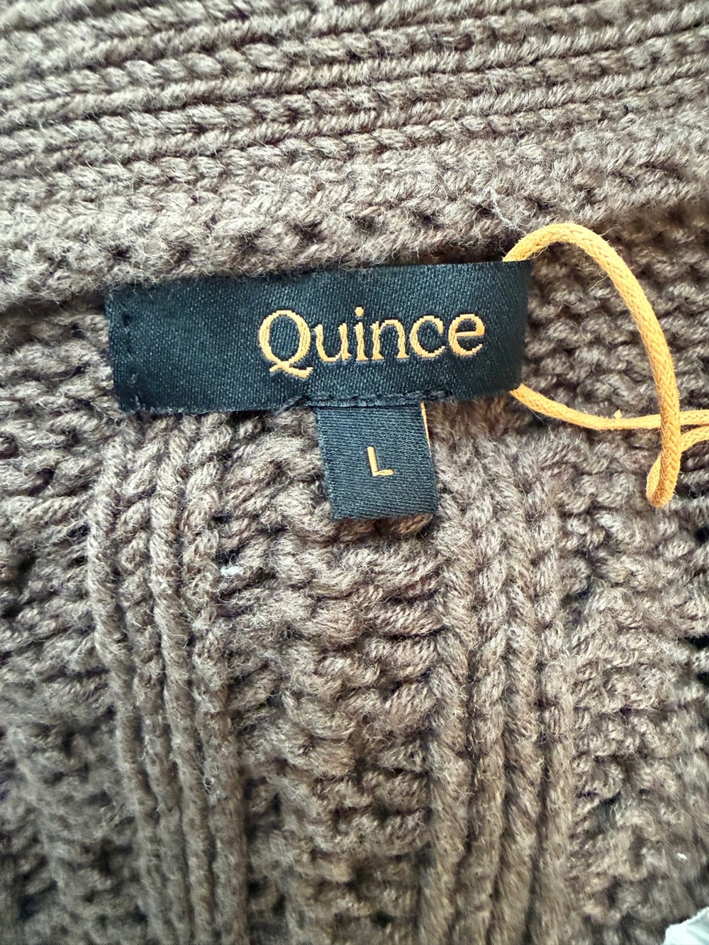 Quince 100% Organic Cotton Oversized Cable Knit Cardigan Heather Brown Large - Picture 2 of 16